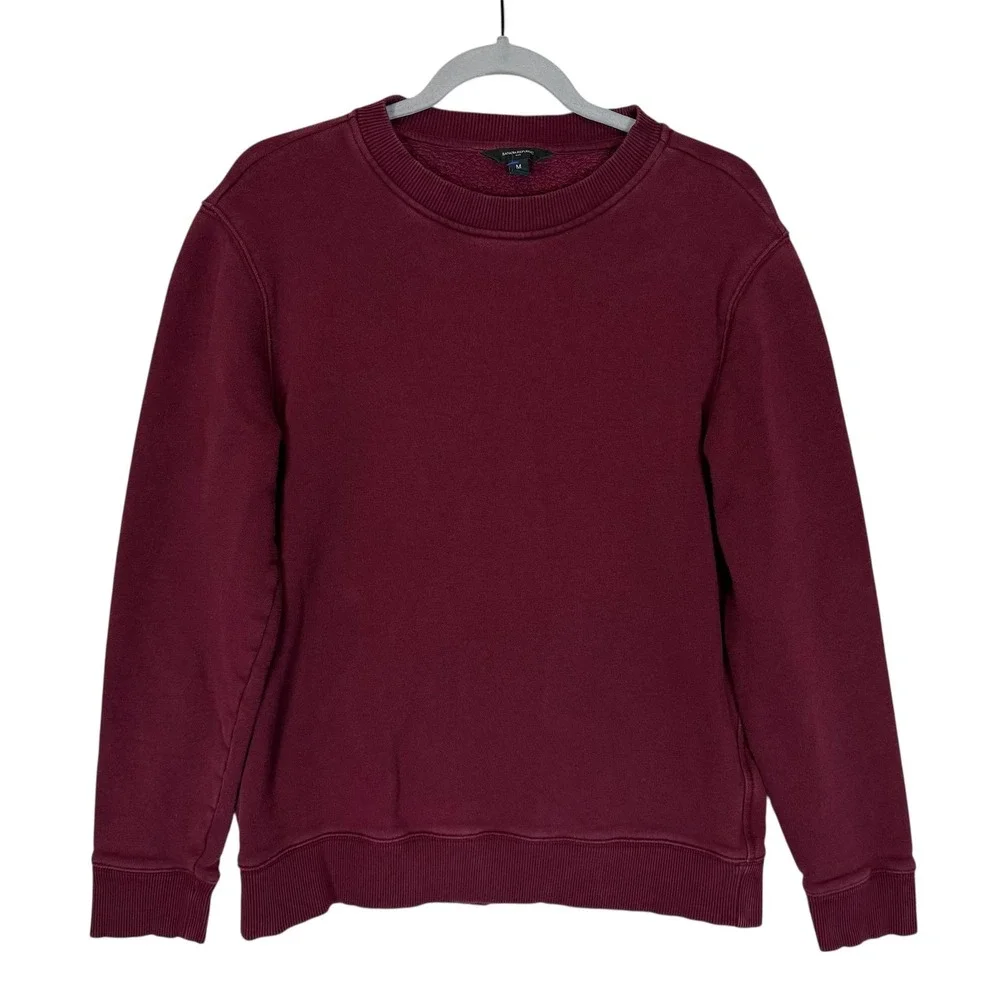 Banana Republic Sweatshirt Mens Medium Red Fleece Pullover Crewneck Long Sleeve